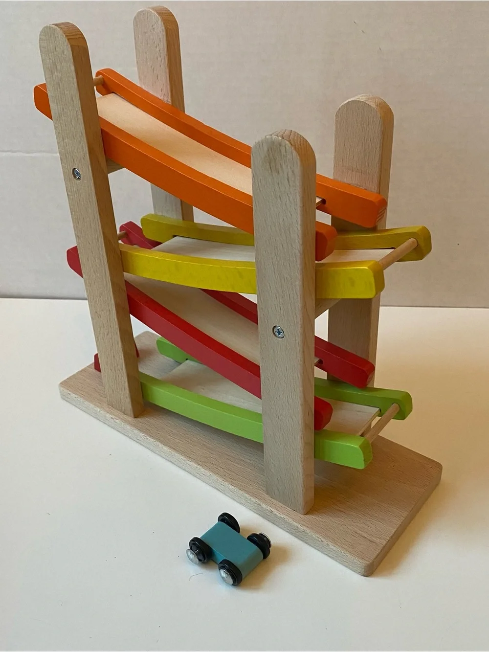 EverEarth Wooden Rainbow Car Ramp Toy